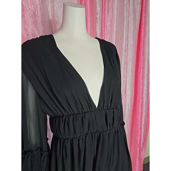 Miss Ord Black Whimsigoth Witchy Chiffon Tiered Lined Dress Size XL - Picture 3 of 14